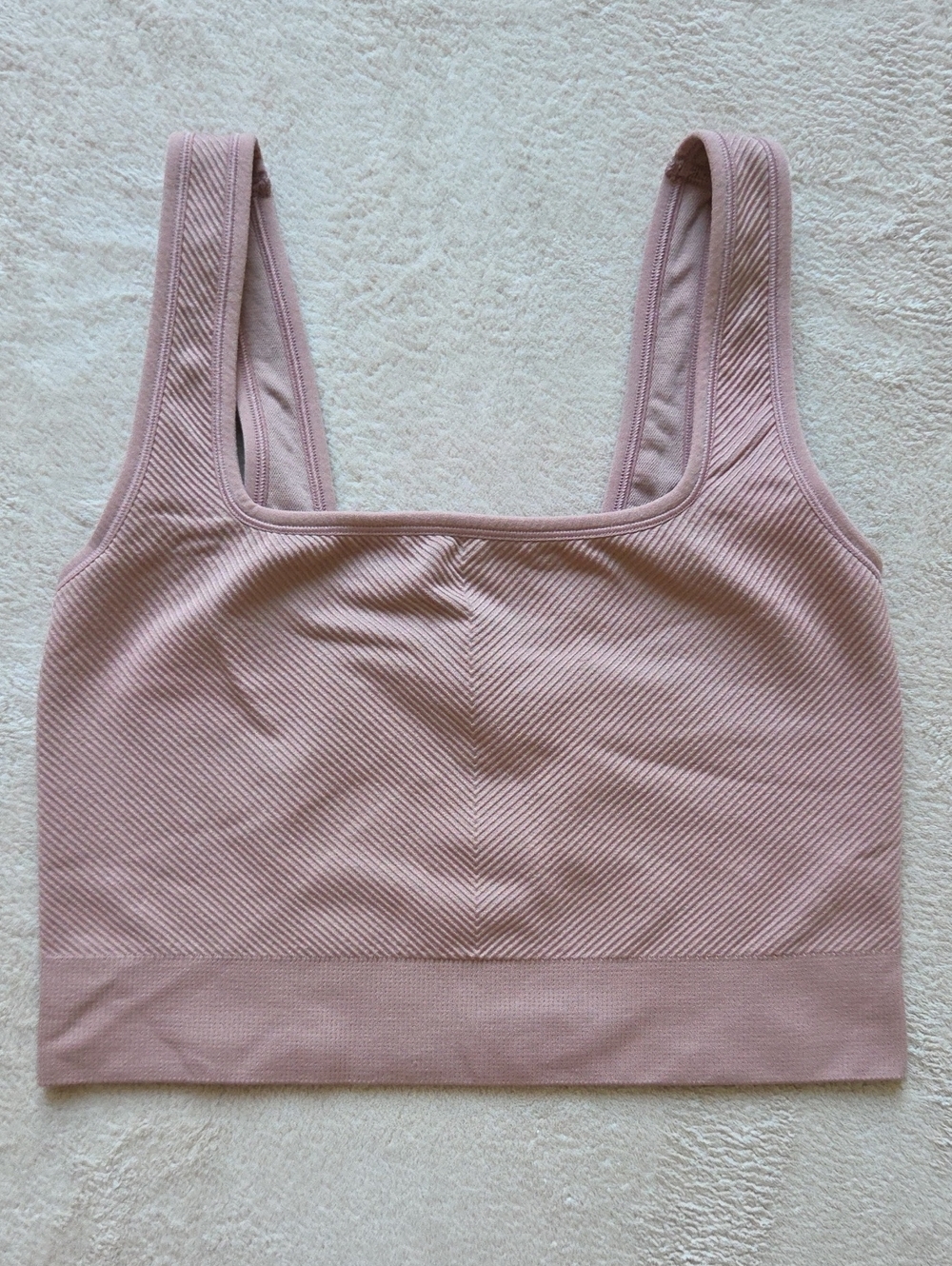 All in Motion Seamless Ribbed Square-Neck Tank Light Support Mauve Medium